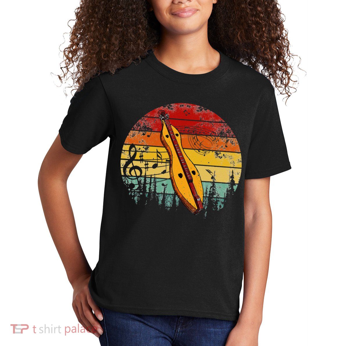 Dulcimer Lovers Guitar Retro Design Dulcimer Funny Kids T-Shirt