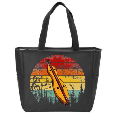 Dulcimer Lovers Guitar Retro Design Dulcimer Funny Zip Tote Bag
