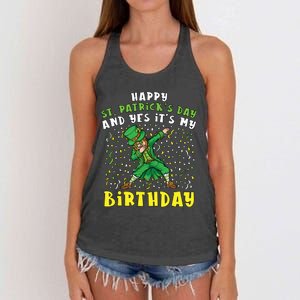 Dabbing Leprechaun Happy Saint PatrickS Day Boy Birthday Women's Knotted Racerback Tank