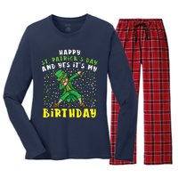 Dabbing Leprechaun Happy Saint PatrickS Day Boy Birthday Women's Long Sleeve Flannel Pajama Set 