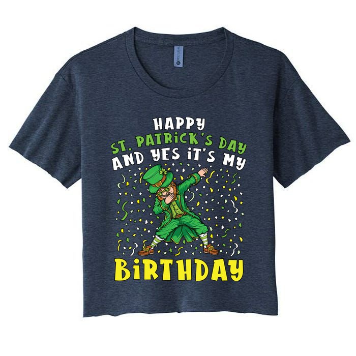 Dabbing Leprechaun Happy Saint PatrickS Day Boy Birthday Women's Crop Top Tee