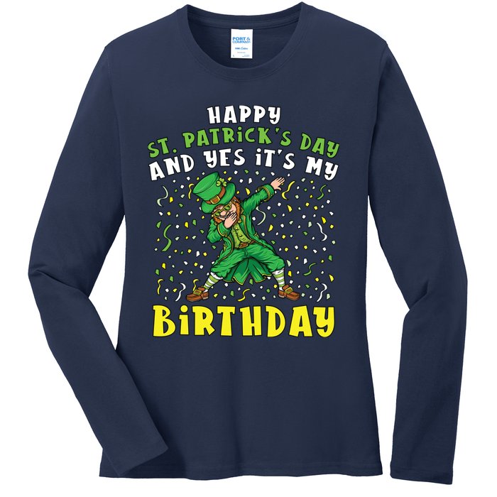 Dabbing Leprechaun Happy Saint PatrickS Day Boy Birthday Ladies Long Sleeve Shirt