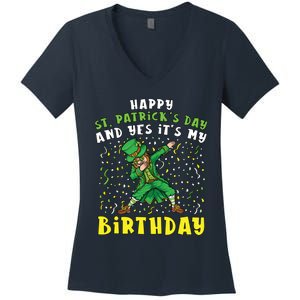 Dabbing Leprechaun Happy Saint PatrickS Day Boy Birthday Women's V-Neck T-Shirt