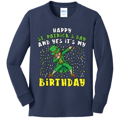 Dabbing Leprechaun Happy Saint PatrickS Day Boy Birthday Kids Long Sleeve Shirt