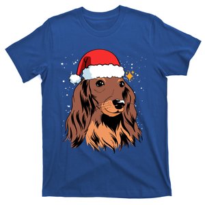 Dachshund Long Hair Santa Christmas Tree Lights Xmas Gift Cool Gift T-Shirt