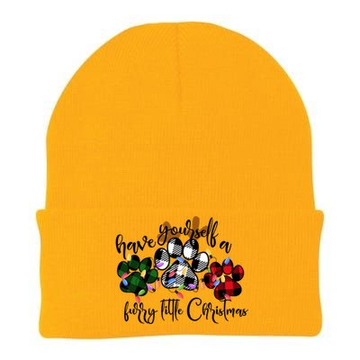 Dog Lovers Have Yourself A Furry Little Christmas Paw Prints Gift Knit Cap Winter Beanie