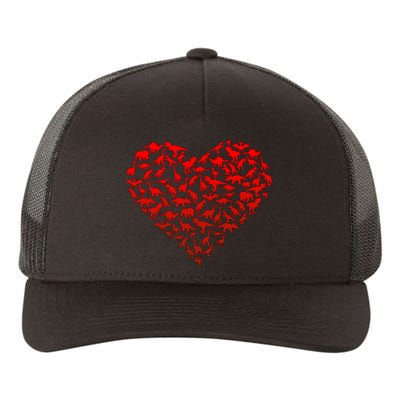 Dinosaur Love Heart Cute Valentines Day Yupoong Adult 5-Panel Trucker Hat