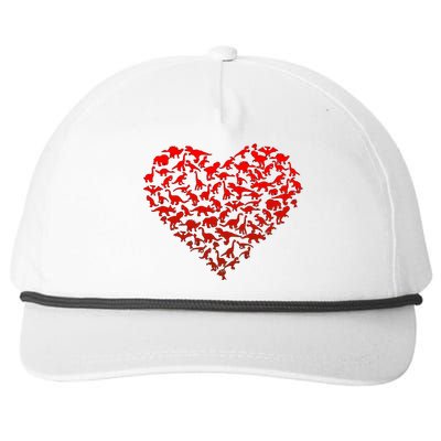 Dinosaur Love Heart Cute Valentines Day Snapback Five-Panel Rope Hat