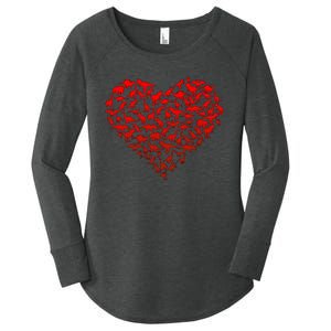 Dinosaur Love Heart Cute Valentines Day Women's Perfect Tri Tunic Long Sleeve Shirt