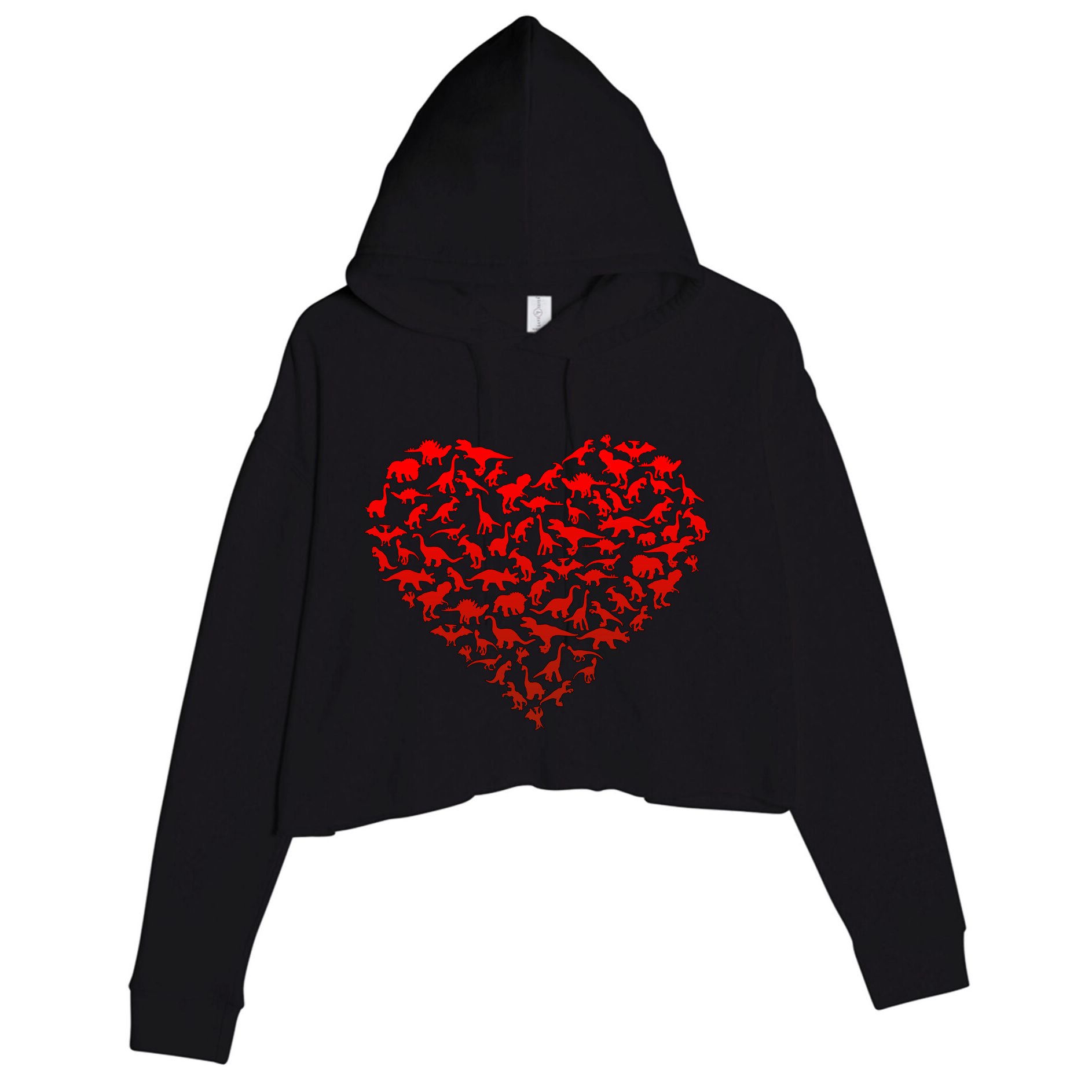 Dinosaur Love Heart Cute Valentines Day Crop Fleece Hoodie