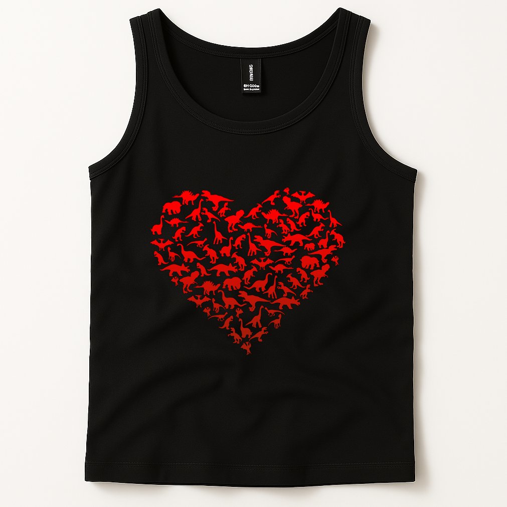 Dinosaur Love Heart Cute Valentines Day Tank Top