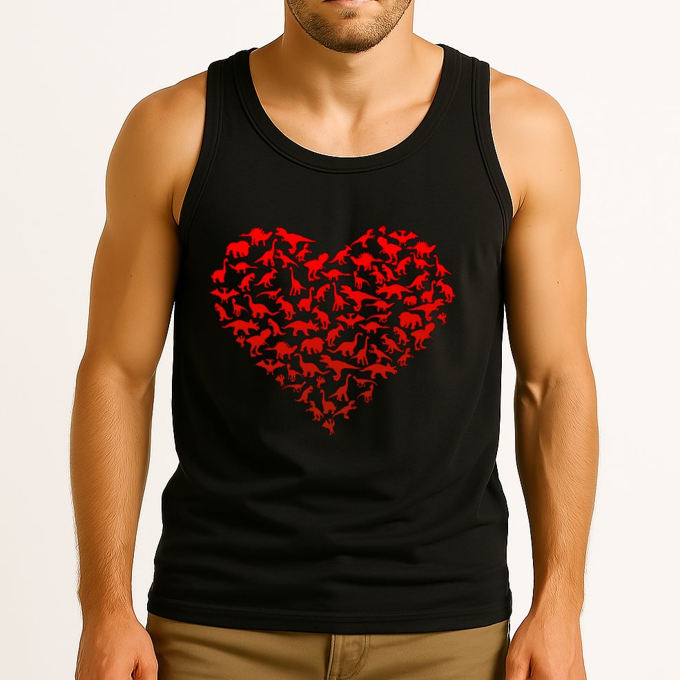 Dinosaur Love Heart Cute Valentines Day Tank Top