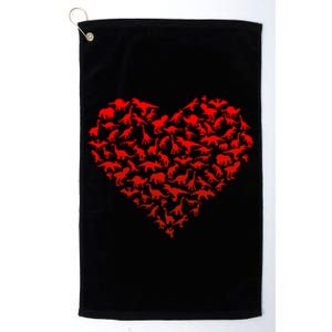 Dinosaur Love Heart Cute Valentines Day Platinum Collection Golf Towel