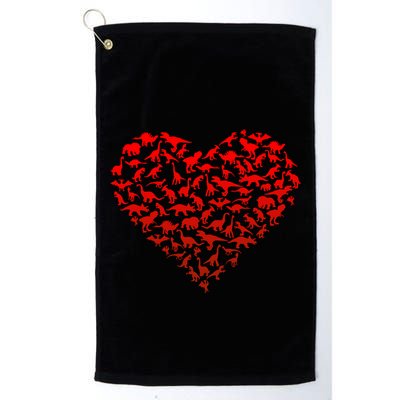 Dinosaur Love Heart Cute Valentines Day Golf Towel