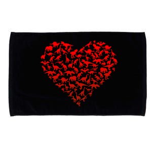 Dinosaur Love Heart Cute Valentines Day Microfiber Hand Towel