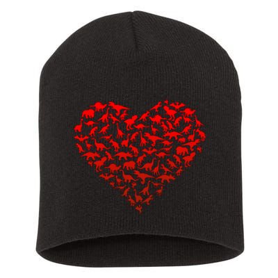 Dinosaur Love Heart Cute Valentines Day Short Acrylic Beanie