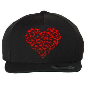 Dinosaur Love Heart Cute Valentines Day Wool Snapback Cap