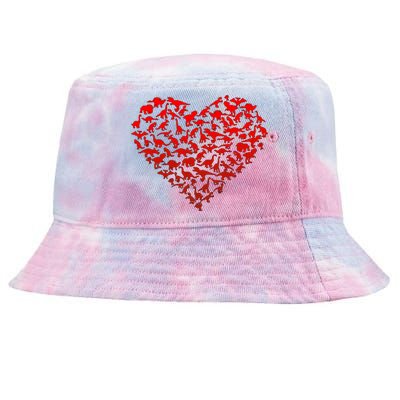 Dinosaur Love Heart Cute Valentines Day Tie-Dyed Bucket Hat