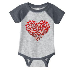 Dinosaur Love Heart Cute Valentines Day Infant Baby Jersey Bodysuit