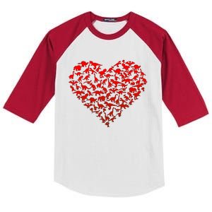 Dinosaur Love Heart Cute Valentines Day Kids Colorblock Raglan Jersey