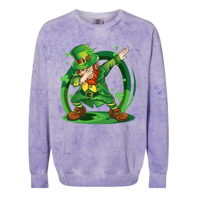 Dabbing Leprechaun Happy St Patricks Day Colorblast Crewneck Sweatshirt