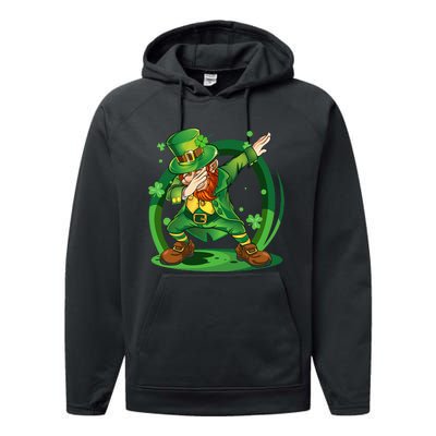 Dabbing Leprechaun Happy St Patricks Day Performance Fleece Hoodie