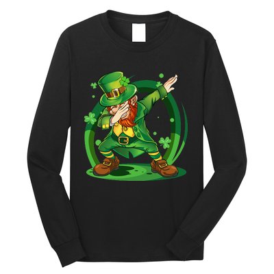 Dabbing Leprechaun Happy St Patricks Day Long Sleeve Shirt