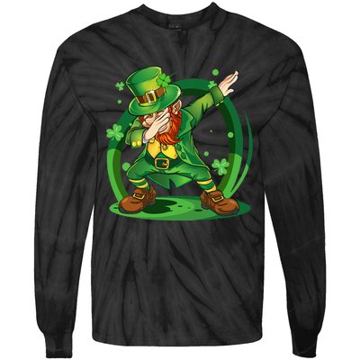 Dabbing Leprechaun Happy St Patricks Day Tie-Dye Long Sleeve Shirt