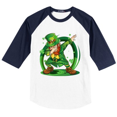 Dabbing Leprechaun Happy St Patricks Day Baseball Sleeve Shirt