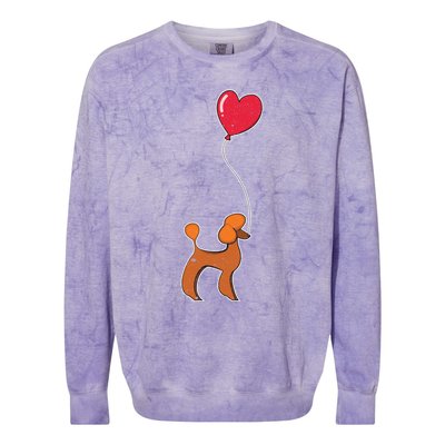 Dog Lover Heart Valentines Day Gift Animal Poodle Gift Colorblast Crewneck Sweatshirt