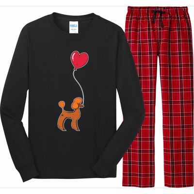 Dog Lover Heart Valentines Day Gift Animal Poodle Gift Long Sleeve Pajama Set