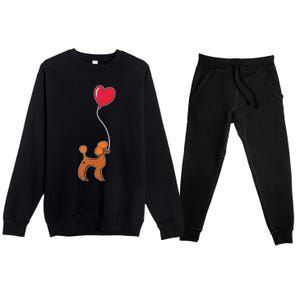 Dog Lover Heart Valentines Day Gift Animal Poodle Gift Premium Crewneck Sweatsuit Set