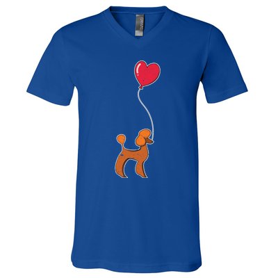 Dog Lover Heart Valentines Day Gift Animal Poodle Gift V-Neck T-Shirt