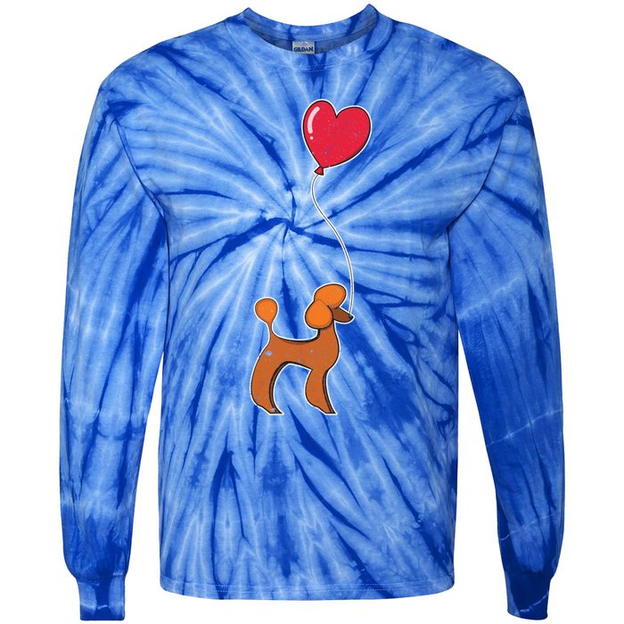 Dog Lover Heart Valentines Day Gift Animal Poodle Gift Tie-Dye Long Sleeve Shirt