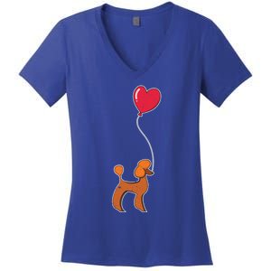 Dog Lover Heart Valentines Day Gift Animal Poodle Gift Women's V-Neck T-Shirt