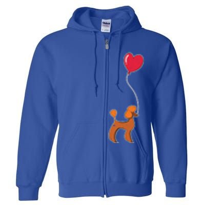 Dog Lover Heart Valentines Day Gift Animal Poodle Gift Full Zip Hoodie