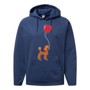 Dog Lover Heart Valentines Day Gift Animal Poodle Gift Performance Fleece Hoodie