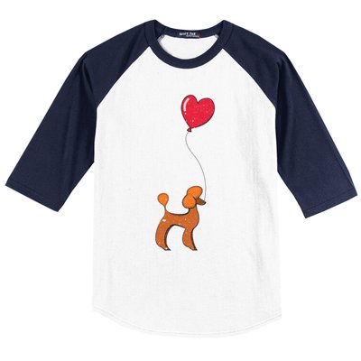 Dog Lover Heart Valentines Day Gift Animal Poodle Gift Baseball Sleeve Shirt