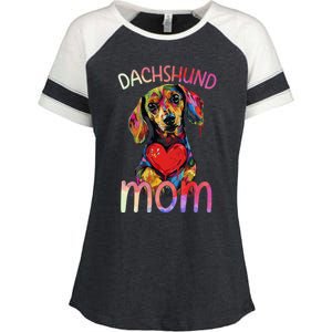 Dachshund Lovers Heart Design Dachshund Mom Gift Enza Ladies Jersey Colorblock Tee