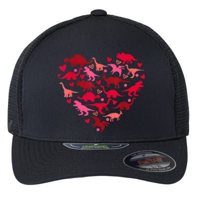 Dinosaur Love Heart T Rex Cute Valentines Day Flexfit Unipanel Trucker Cap