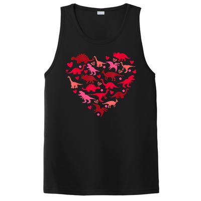 Dinosaur Love Heart T Rex Cute Valentines Day PosiCharge Competitor Tank