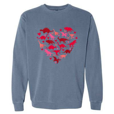 Dinosaur Love Heart T Rex Cute Valentines Day Garment-Dyed Sweatshirt