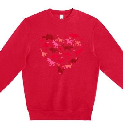 Dinosaur Love Heart T Rex Cute Valentines Day Premium Crewneck Sweatshirt