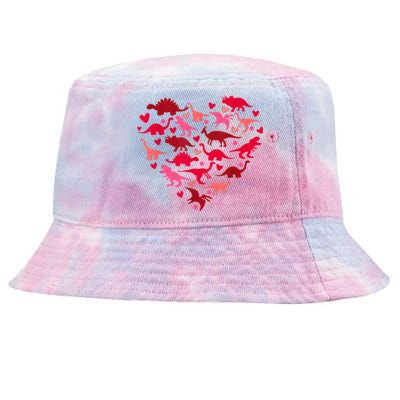 Dinosaur Love Heart T Rex Cute Valentines Day Tie-Dyed Bucket Hat