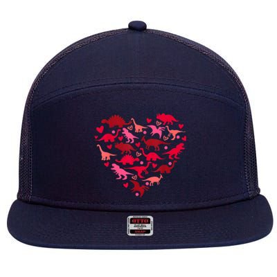 Dinosaur Love Heart T Rex Cute Valentines Day 7 Panel Mesh Trucker Snapback Hat