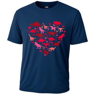 Dinosaur Love Heart T Rex Cute Valentines Day Cooling Performance Crew T-Shirt