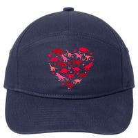 Dinosaur Love Heart T Rex Cute Valentines Day 7-Panel Snapback Hat