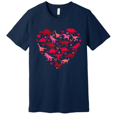 Dinosaur Love Heart T Rex Cute Valentines Day Premium T-Shirt