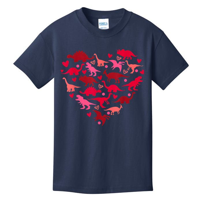 Dinosaur Love Heart T Rex Cute Valentines Day Kids T-Shirt