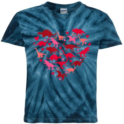 Dinosaur Love Heart T Rex Cute Valentines Day Kids Tie-Dye T-Shirt